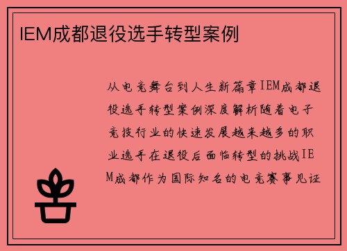 IEM成都退役选手转型案例