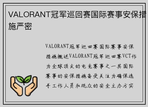 VALORANT冠军巡回赛国际赛事安保措施严密